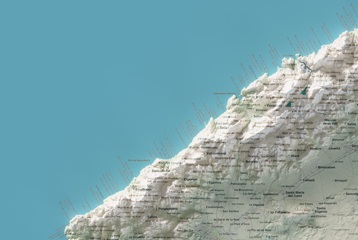 Edició octubre 2026 · Mapa topogràfic de Mallorca, Cartogràfic, 61 × 91 cm: detall de la costa nord-oest.