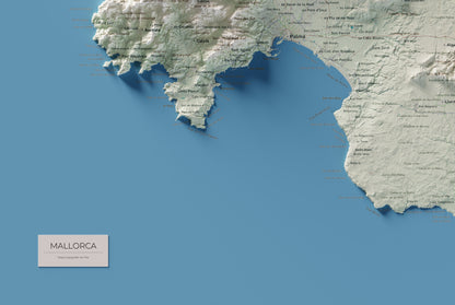 Mapa topogràfic de Mallorca, Cartogràfic, 61 × 91 cm: detall inferior esquerre.