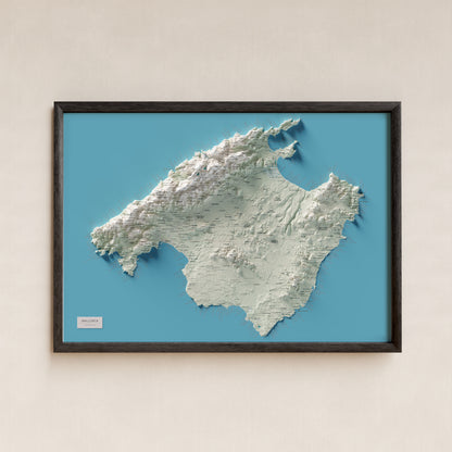 Edició octubre 2026 · Mapa topogràfic de Mallorca, Cartogràfic, 70 × 100 cm: presentació en marc negre (marc no inclòs).