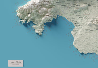 Edició octubre 2026 · Mapa topogràfic de Mallorca, Cartogràfic, 70 × 100 cm: detall de la costa sud-oest.