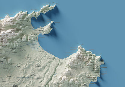 Mapa topogràfic de Mallorca, Cartogràfic, 70 × 100 cm: detall superior dret.