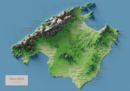 Mapa topogràfic de Mallorca, Clàssic, 21 × 30 cm: mapa complet.