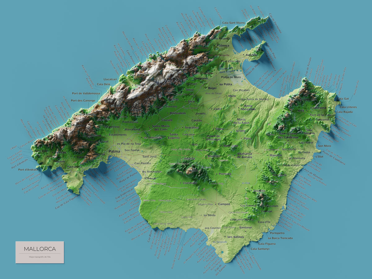 Edició octubre 2026 · Mapa topogràfic de Mallorca, Clàssic, 30 × 40 cm: mapa complet.
