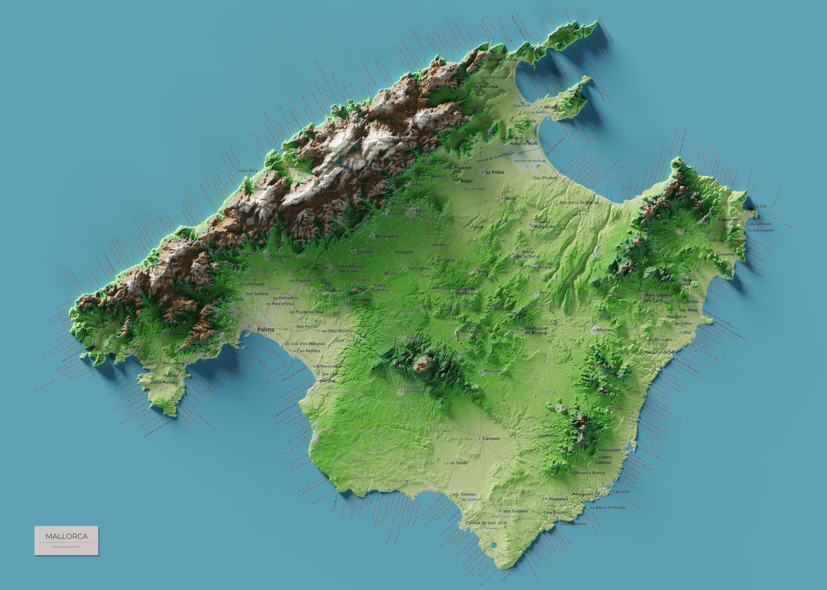 Edició octubre 2026 · Mapa topogràfic de Mallorca, Clàssic, 50 × 70 cm: mapa complet.