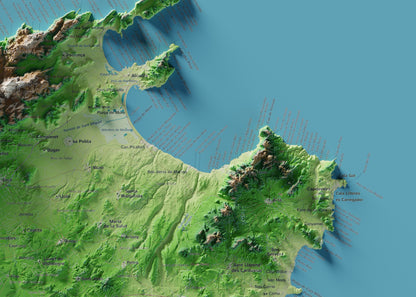 Edició octubre 2026 · Mapa topogràfic de Mallorca, Clàssic, 50 × 70 cm: detall de la costa nord-est.