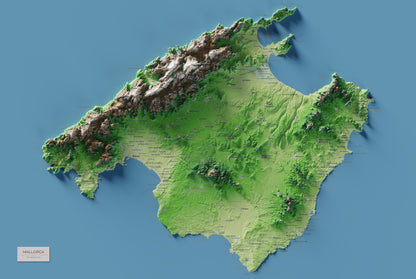 Mapa topogràfic de Mallorca, Clàssic, 61 × 91 cm: mapa complet.