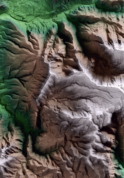 Mapa artístico del relieve de Marçà, al Priorat, con 15 km de entorno y base topográfica ICGC. Detalle de la zona inferior derecha.