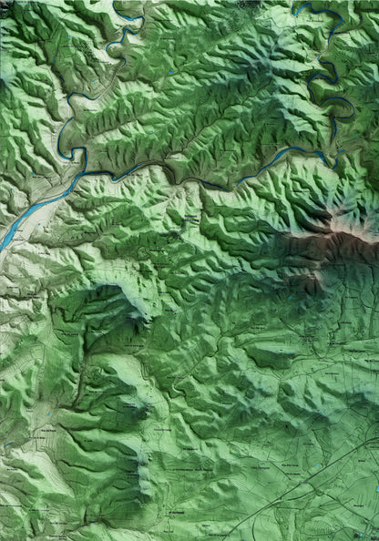 Mapa artístico del relieve de Marçà, al Priorat, con 15 km de entorno y base topográfica ICGC. Detalle de la zona superior izquierda.