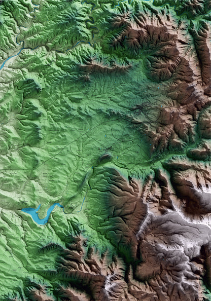 Mapa artístico del relieve de Marçà, al Priorat, con 15 km de entorno y base topográfica ICGC
