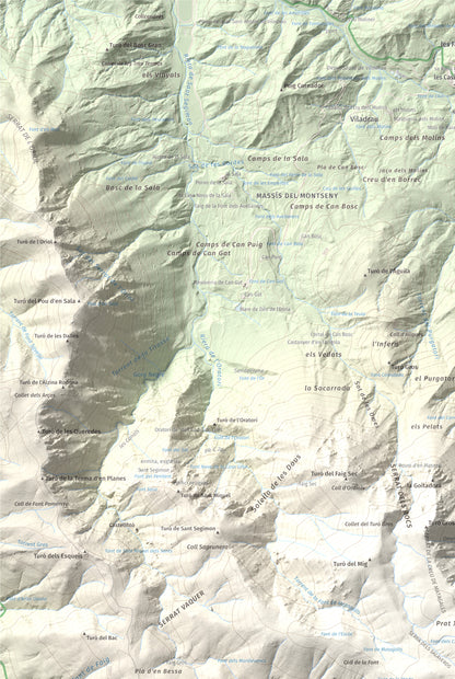 Mapa de relieve de Matagalls, 1697 m, Osona · Vallès Oriental, lámina 100 Cims de Trobart. Detalle de la zona superior izquierda. 61 × 91 cm.
