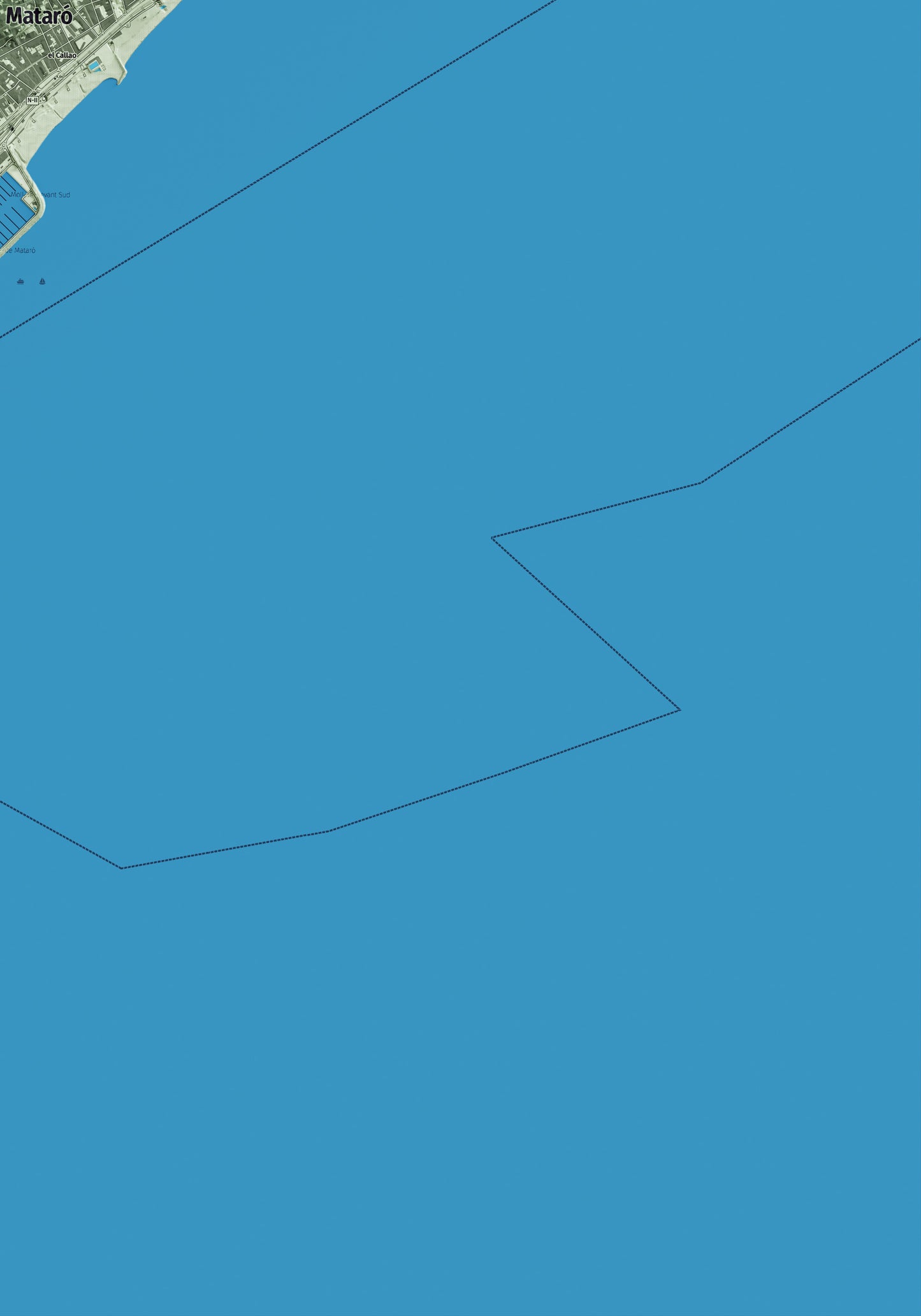 Mapa artístico del relieve de Mataró, al Maresme, con 15 km de entorno y base topográfica ICGC. Detalle de la zona inferior derecha.