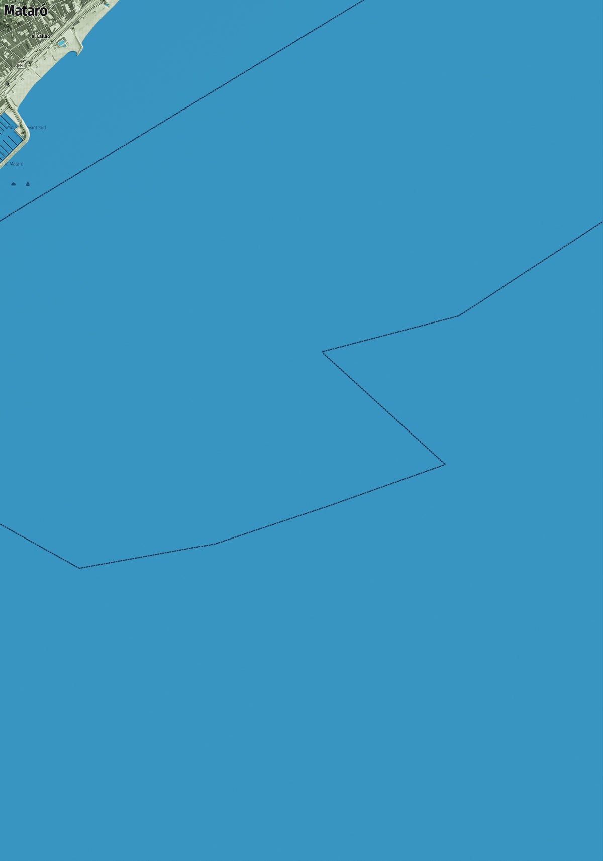 Mapa artístico del relieve de Mataró, al Maresme, con 15 km de entorno y base topográfica ICGC. Detalle de la zona inferior derecha.