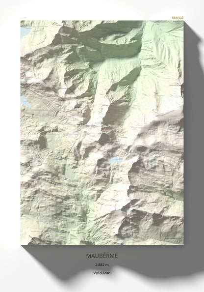 Mapa de relieve de Maubèrme, 2882 m, Val d'Aran, lámina 100 Cims de Trobart 70 × 100 cm.