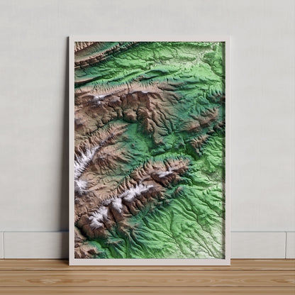 Mapa artístico del relieve de Mediona, al Alt Penedès, con 15 km de entorno y base topográfica ICGC. Presentación enmarcada.