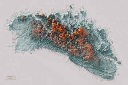 Edició octubre 2026 · Mapa topogràfic de Menorca, Blau i taronja, 61 × 91 cm: mapa complet.