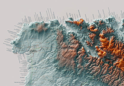 Edició octubre 2026 · Mapa topogràfic de Menorca, Blau i taronja, 70 × 100 cm: detall de la costa nord-oest.