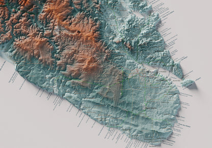 Edició octubre 2026 · Mapa topogràfic de Menorca, Blau i taronja, 70 × 100 cm: detall de la costa sud-est.