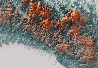 Edició octubre 2026 · Mapa topogràfic de Menorca, Blau i taronja, 70 × 100 cm: detall central.