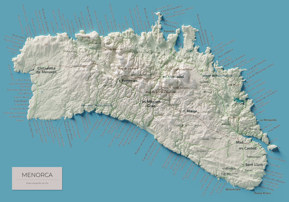 Edició octubre 2026 · Mapa topogràfic de Menorca, Cartogràfic, 21 × 30 cm: mapa complet.