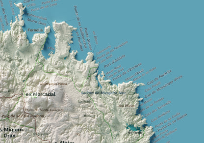 Edició octubre 2026 · Mapa topogràfic de Menorca, Cartogràfic, 21 × 30 cm: detall de la costa nord-est.