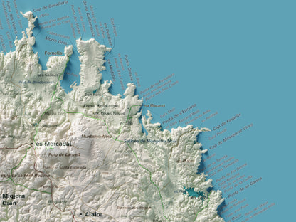 Edició octubre 2026 · Mapa topogràfic de Menorca, Cartogràfic, 30 × 40 cm: detall de la costa nord-est.