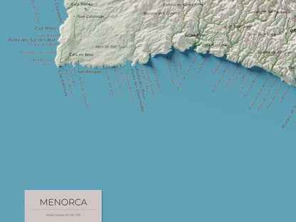 Edició octubre 2026 · Mapa topogràfic de Menorca, Cartogràfic, 30 × 40 cm: detall de la costa sud-oest.