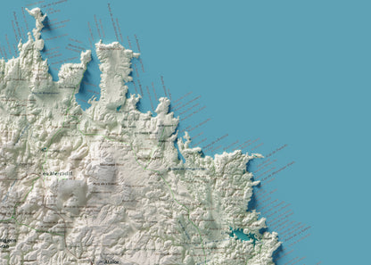 Edició octubre 2026 · Mapa topogràfic de Menorca, Cartogràfic, 50 × 70 cm: detall de la costa nord-est.