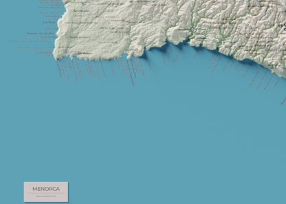 Edició octubre 2026 · Mapa topogràfic de Menorca, Cartogràfic, 50 × 70 cm: detall de la costa sud-oest.