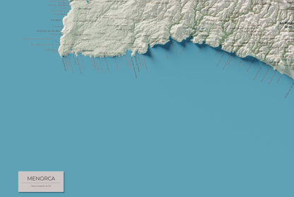 Edició octubre 2026 · Mapa topogràfic de Menorca, Cartogràfic, 61 × 91 cm: detall de la costa sud-oest.