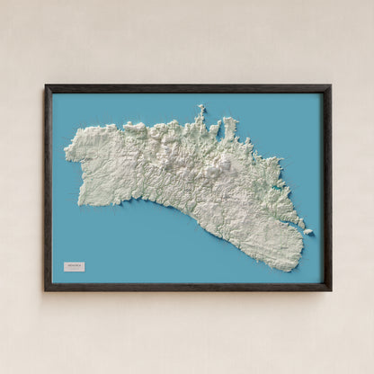 Edició octubre 2026 · Mapa topogràfic de Menorca, Cartogràfic, 70 × 100 cm: presentació en marc negre (marc no inclòs).