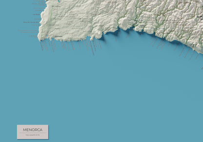 Edició octubre 2026 · Mapa topogràfic de Menorca, Cartogràfic, 70 × 100 cm: detall de la costa sud-oest.