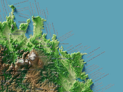 Edició octubre 2026 · Mapa topogràfic de Menorca, Clàssic, 30 × 40 cm: detall de la costa nord-est.