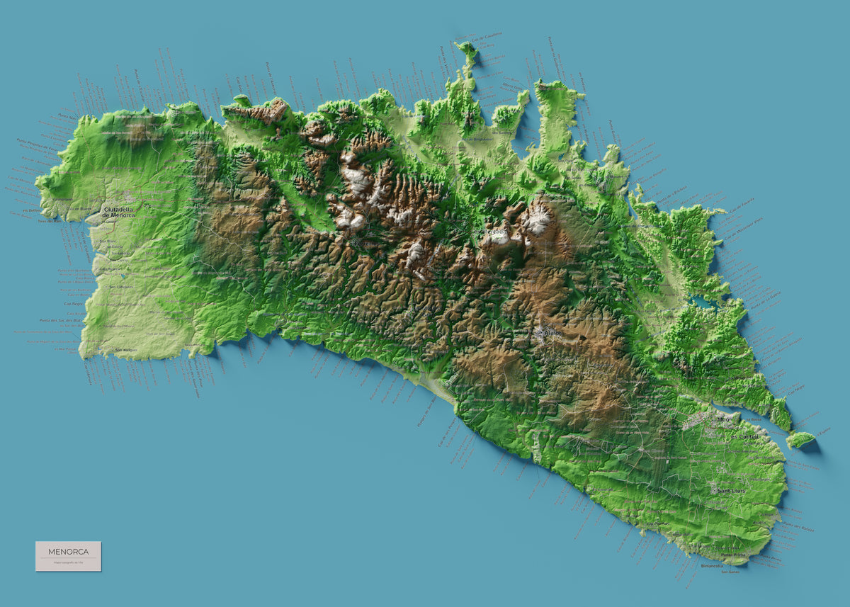 Edició octubre 2026 · Mapa topogràfic de Menorca, Clàssic, 50 × 70 cm: mapa complet.
