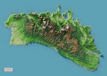 Edició octubre 2026 · Mapa topogràfic de Menorca, Clàssic, 50 × 70 cm: mapa complet.
