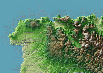 Edició octubre 2026 · Mapa topogràfic de Menorca, Clàssic, 50 × 70 cm: detall de la costa nord-oest.