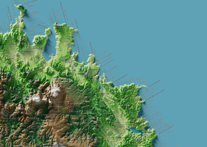 Edició octubre 2026 · Mapa topogràfic de Menorca, Clàssic, 50 × 70 cm: detall de la costa nord-est.