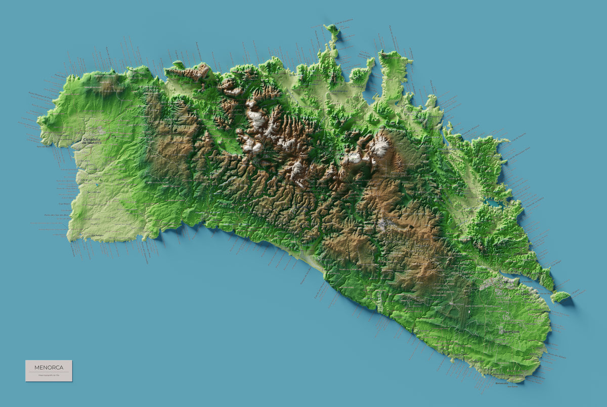 Edició octubre 2026 · Mapa topogràfic de Menorca, Clàssic, 61 × 91 cm: mapa complet.
