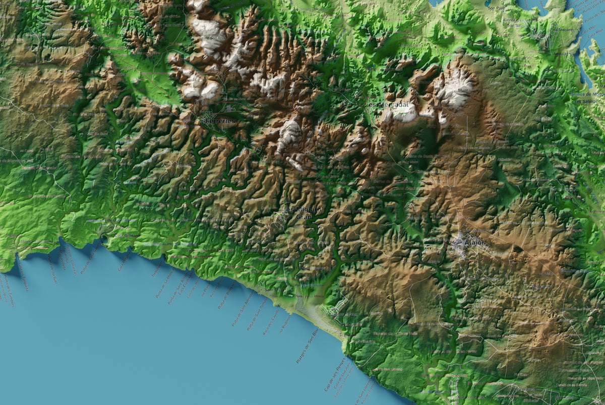 Edició octubre 2026 · Mapa topogràfic de Menorca, Clàssic, 61 × 91 cm: detall central.