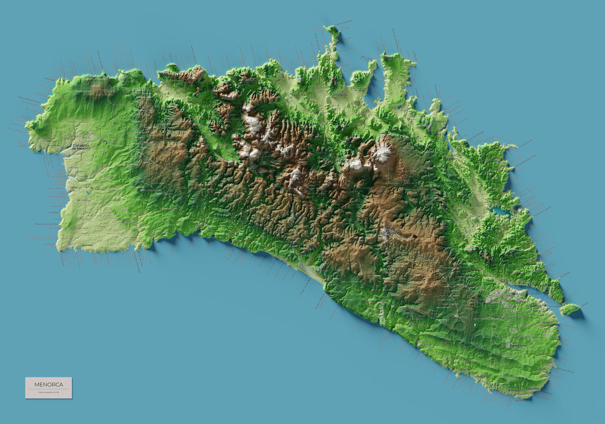 Edició octubre 2026 · Mapa topogràfic de Menorca, Clàssic, 70 × 100 cm: mapa complet.