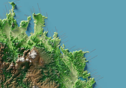 Edició octubre 2026 · Mapa topogràfic de Menorca, Clàssic, 70 × 100 cm: detall de la costa nord-est.