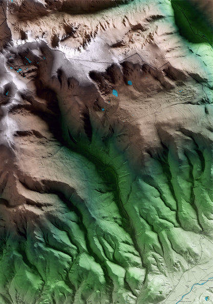 Mapa artístico del relieve de Meranges, a la Cerdanya, con 15 km de entorno y base topográfica ICGC
