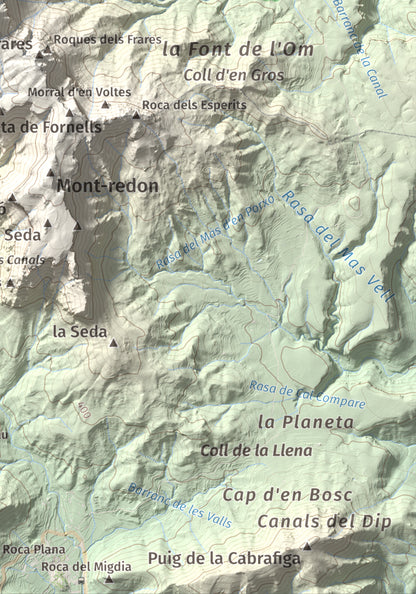 Mapa de relieve de Miranda de Llaberia, 919 m, Baix Camp · Ribera d'Ebre, lámina 100 Cims de Trobart. Detalle de la zona inferior derecha. 21 × 30 cm.