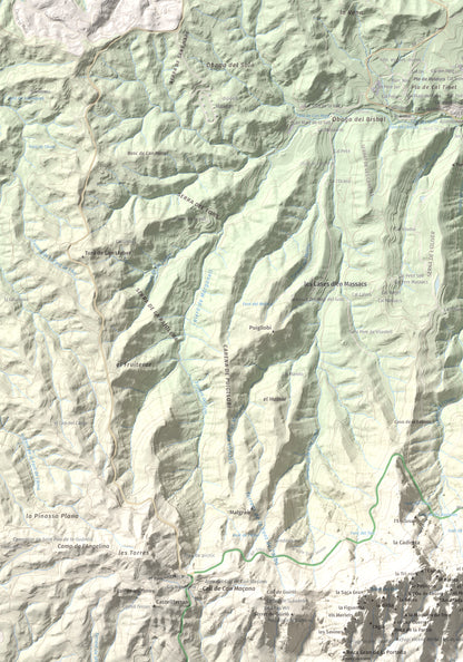 Mapa de relieve de Miranda del Príncep, 993 m, Anoia, lámina 100 Cims de Trobart. Detalle de la zona superior izquierda. 70 × 100 cm.
