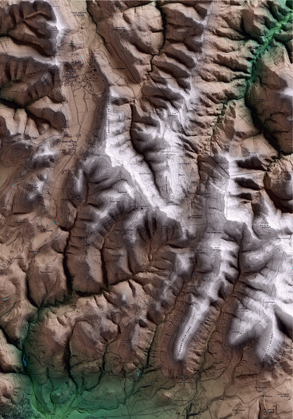 Mapa artístico del relieve de Moià, al Moianès, con 15 km de entorno y base topográfica ICGC. Detalle de la zona superior derecha.