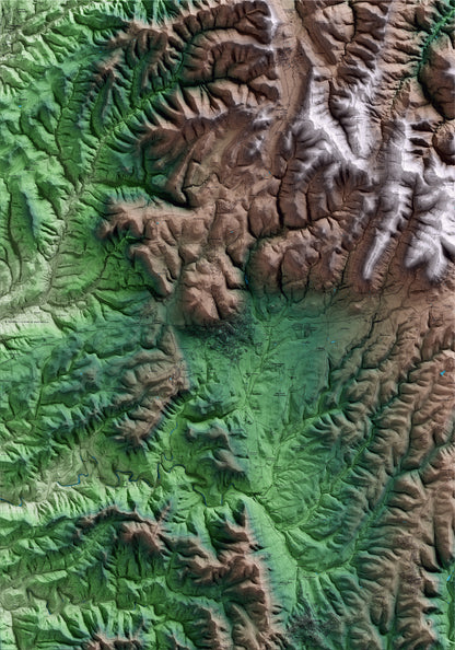 Mapa artístico del relieve de Moià, al Moianès, con 15 km de entorno y base topográfica ICGC