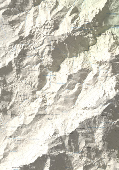 Mapa de relieve de Mola Castellona, 1034 m, Baix Ebre, lámina 100 Cims de Trobart. Detalle de la zona superior izquierda. 70 × 100 cm.