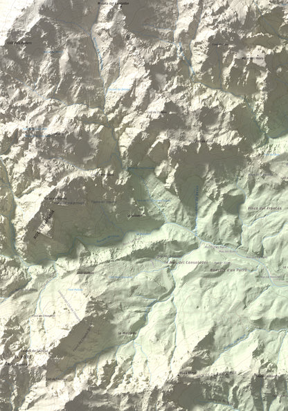 Mapa de relieve de Mola Castellona, 1034 m, Baix Ebre, lámina 100 Cims de Trobart. Detalle de la zona inferior izquierda. 70 × 100 cm.