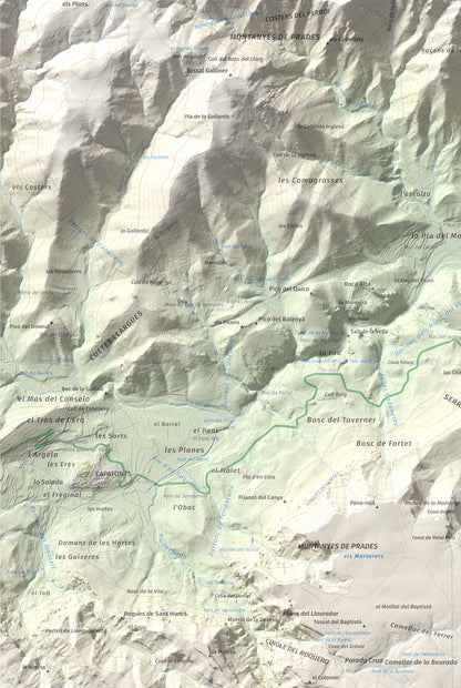 Mapa de relieve de Mola d'Estat, 1136 m, Baix Camp · Conca de Barberà, lámina 100 Cims de Trobart. Detalle de la zona inferior izquierda. 61 × 91 cm.