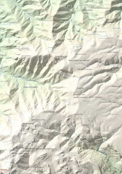 Mapa de relieve de Mola d'Estat, 1136 m, Baix Camp · Conca de Barberà, lámina 100 Cims de Trobart. Detalle de la zona superior derecha. 70 × 100 cm.