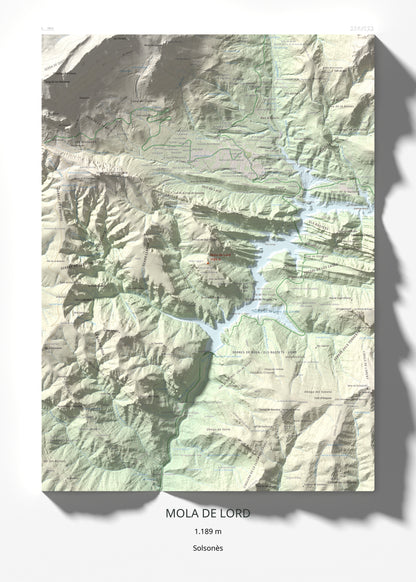 Mapa de relieve de Mola de Lord, 1189 m, Solsonès, lámina 100 Cims de Trobart 50 × 70 cm.